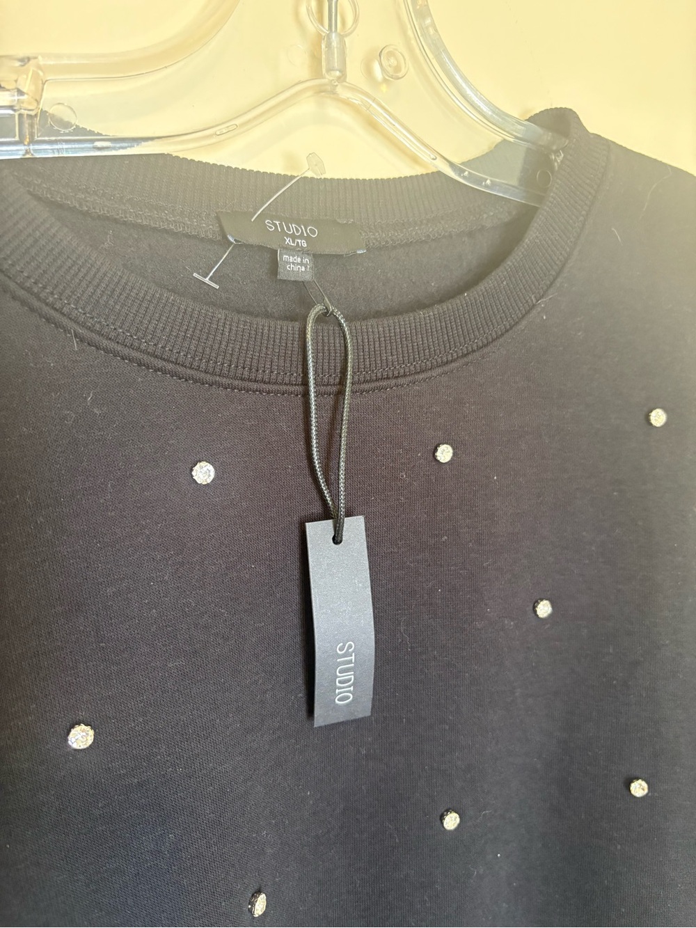 Studio Black Sweatshirt with Crystal Studs - Picture 3 of 7